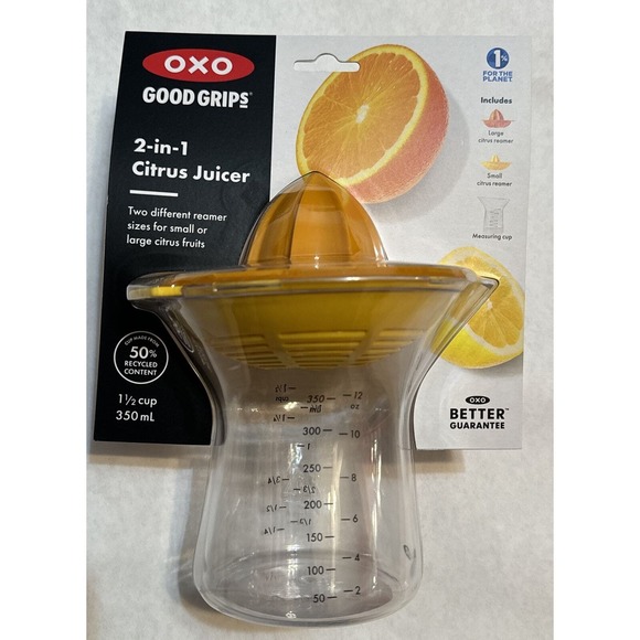 OXO Good Grips 2-in-1 Citrus Juicer Small/Large Fruit w/ Measuring Base New Seal - Picture 1 of 7